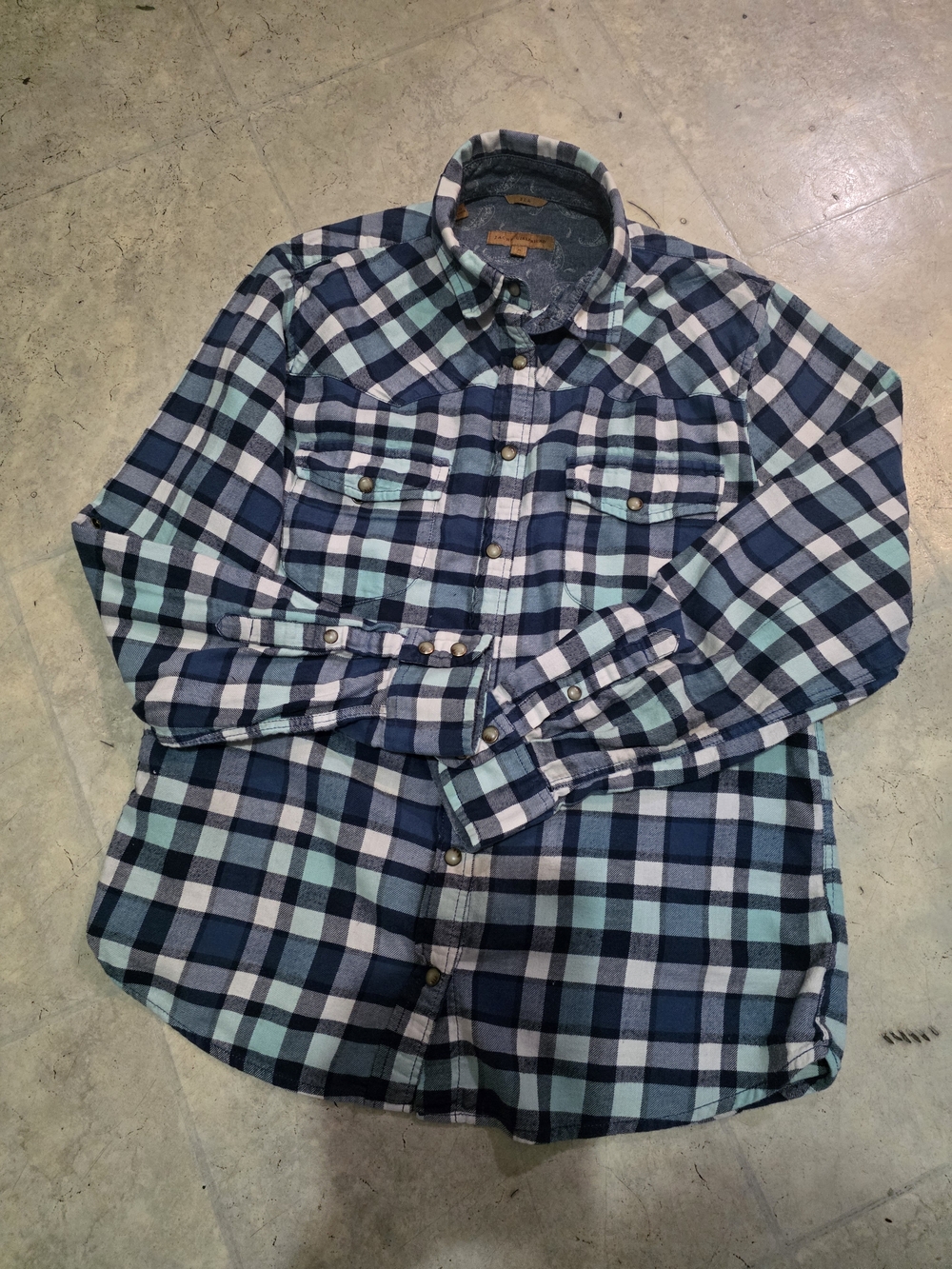 Men's  Blue Plaid Button-Up Shirt.